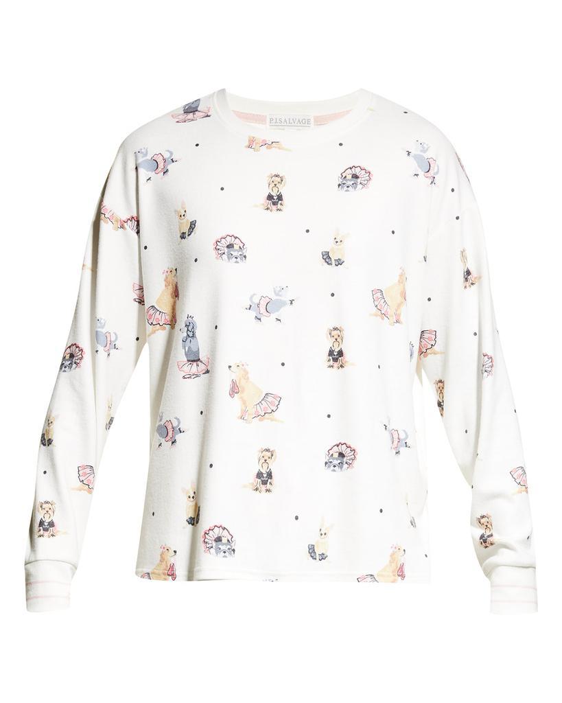 商品PJ Salvage|Lets Dance Dog-Print Crewneck Sweatshirt,价格¥393,第4张图片详细描述