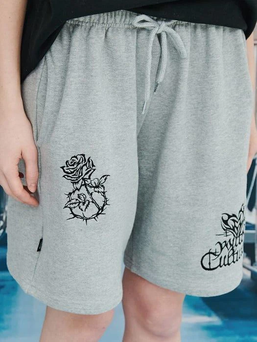 商品CPGN|Youth Culture Rose Sweatpants Short Pants Gray,价格¥460,第1张图片
