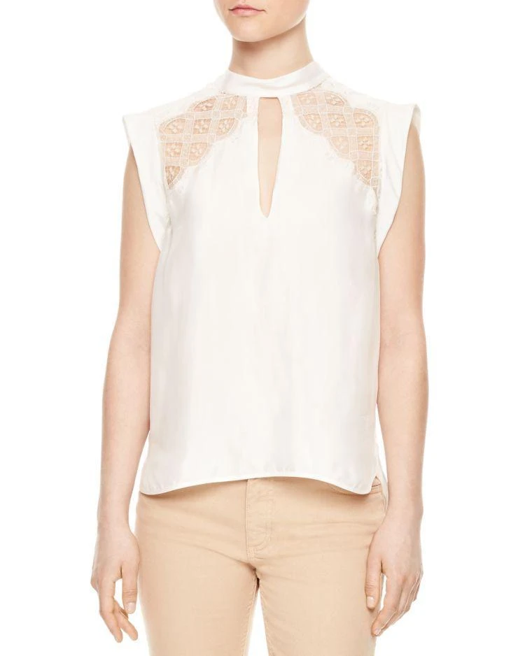 商品Sandro|Sandro Vally Lace-Inset Top,价格¥1104,第1张图片