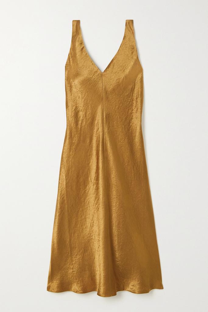 商品Vince|褶皱缎布中长连衣裙,价格¥3427,第1张图片