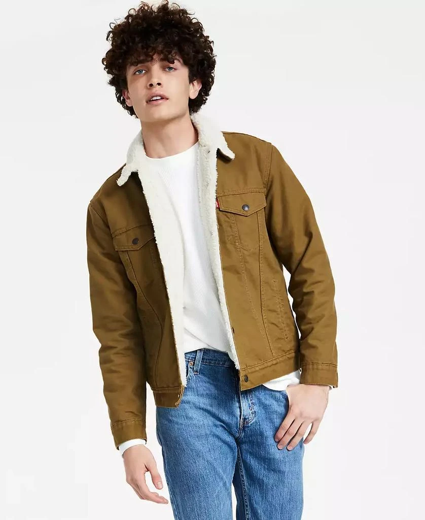 商品Levi's|Men's Regular Fit Sherpa Canvas Trucker Jacket,价格¥569,第1张图片