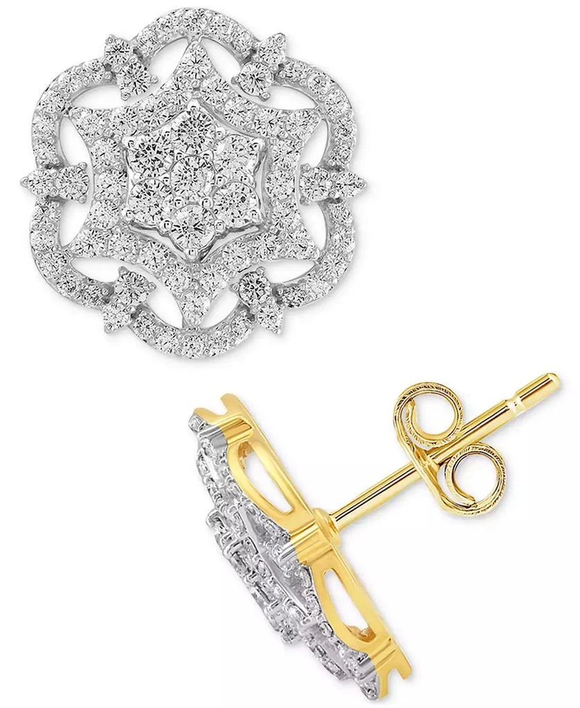 商品Macy's|Diamond Mandala Cluster Pendant Stud Earrings (1 ct. t.w.) in 10k Gold,价格¥6729,第1张图片