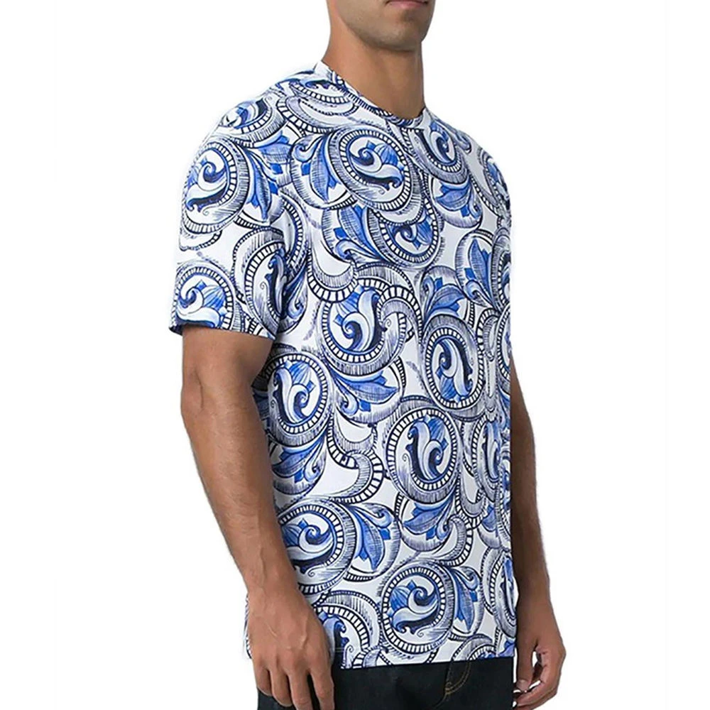 VERSACE 范思哲  男士蓝白色印花圆领短袖T恤  A76113-1173-A74P 商品