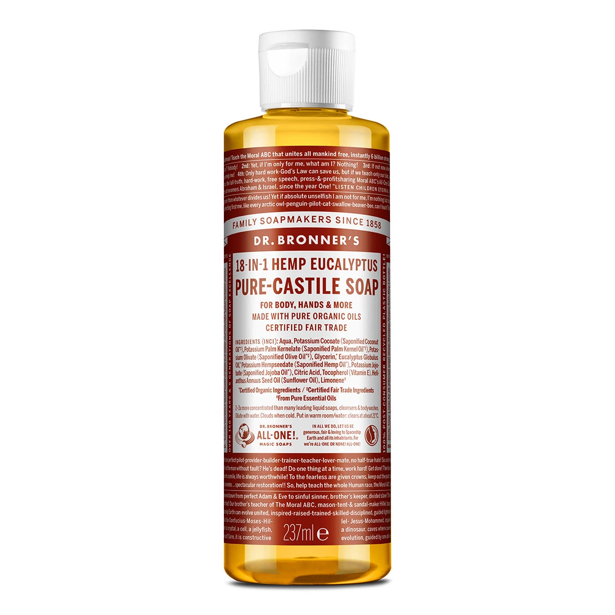 商品Dr. Bronner's|Dr Bronner's 布朗博士 有机桉树尤加利精油8合1液体皂/洗手液/洁颜露 236ml,价格¥101,第1张图片