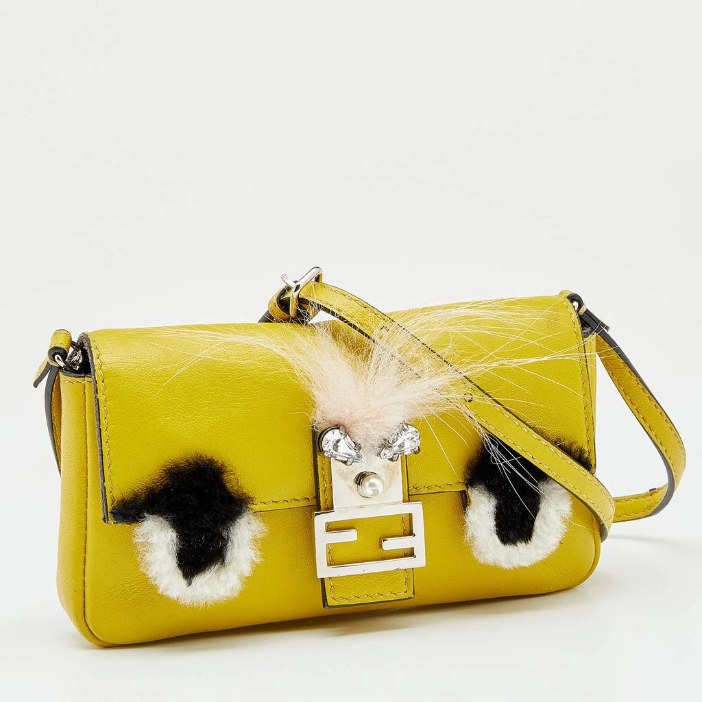 商品[二手商品] Fendi|Fendi Yellow Leather And Fur Micro Monster Baguette,价格¥2205,第3张图片详细描述