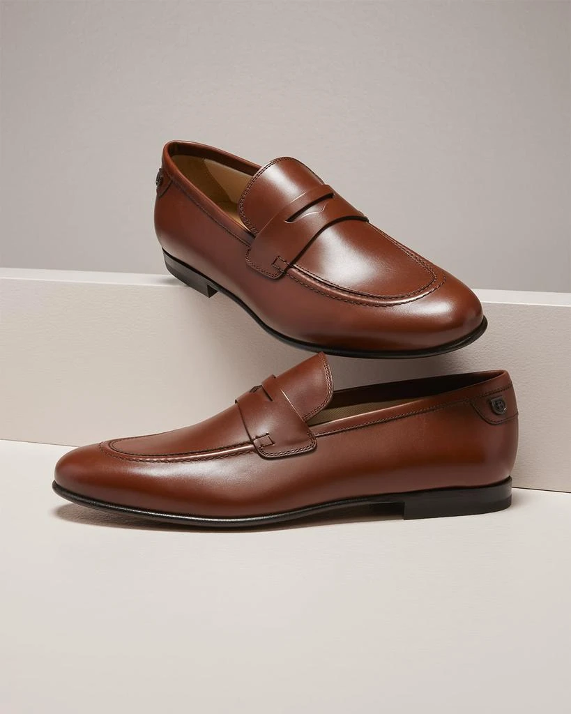 商品Salvatore Ferragamo|Men's Goya Almond Toe Leather Penny Loafers,价格¥3380,第2张图片详细描述