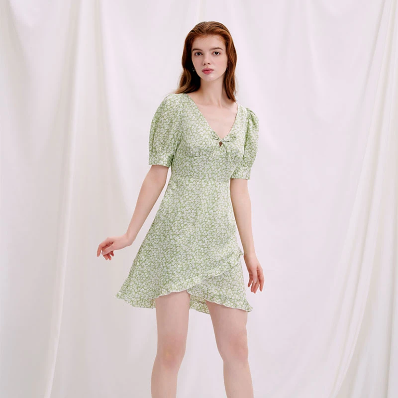 商品[国内直发] Petite Studio NYC|Virginia连衣裙-薄荷印花 | Virginia Dress - Mint Floral,价格¥354,第1张图片