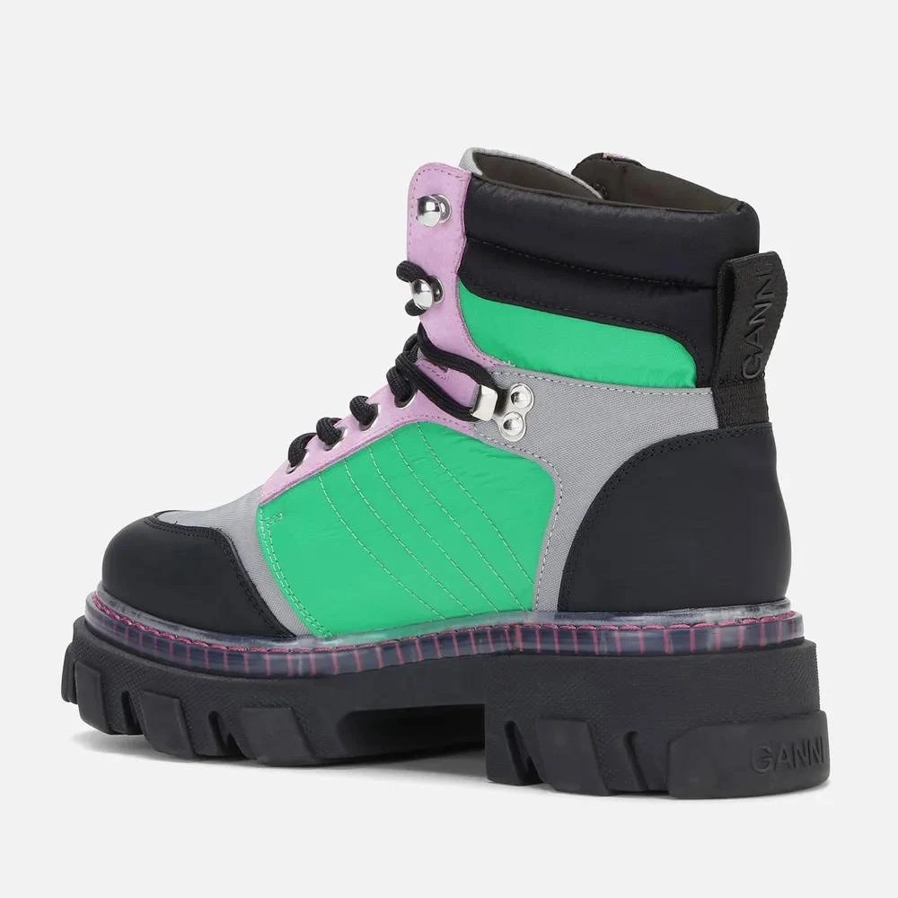 商品Ganni|Ganni Leather, Canvas and Twill Hiking-Style Boots,价格¥1326,第3张图片详细描述