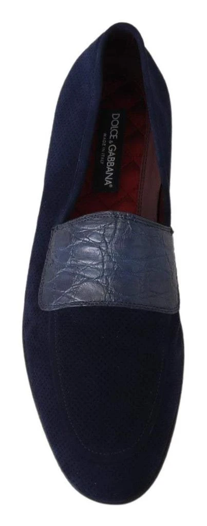 商品Dolce & Gabbana|Dolce & Gabbana Blue Suede Caiman Loafers Slippers Shoes,价格¥3475,第3张图片详细描述