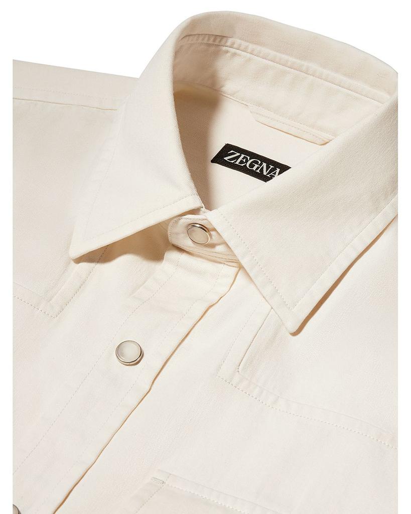 Washed Denim Long Sleeve Shirt商品第4张图片规格展示