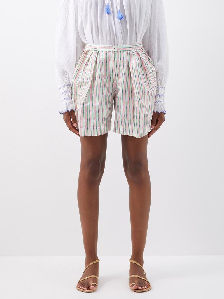 Kenya pleated geometric-print cotton-lawn shorts商品第1张图片规格展示