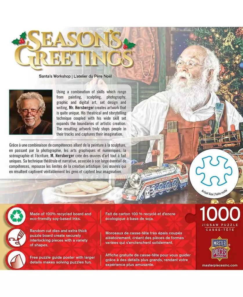 商品Masterpieces|Season's Greetings - Santa's Workshop 1000 Piece Puzzle,价格¥142,第3张图片详细描述