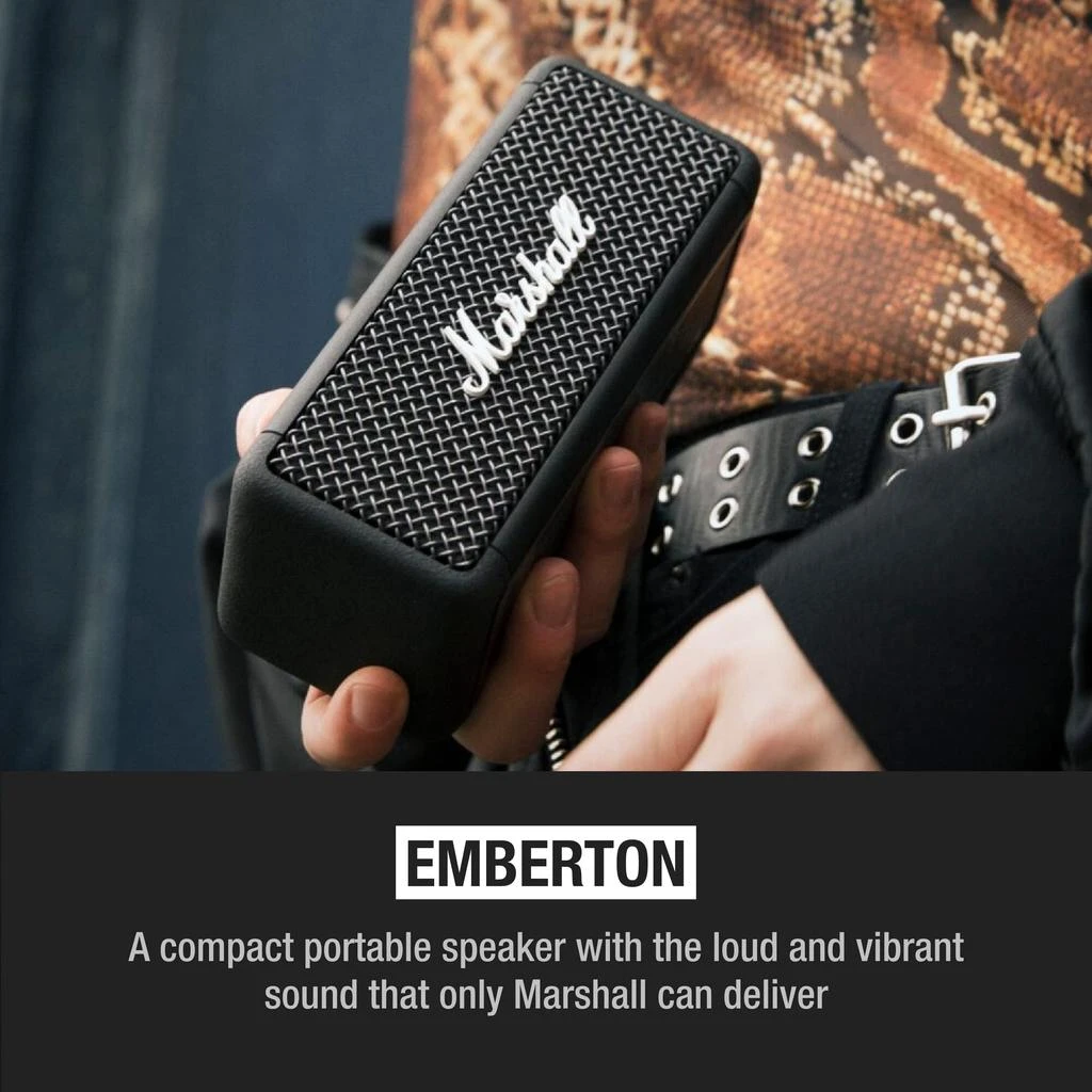 商品Marshall|Marshall Emberton Bluetooth Portable Speaker - Black,价格¥967,第3张图片详细描述