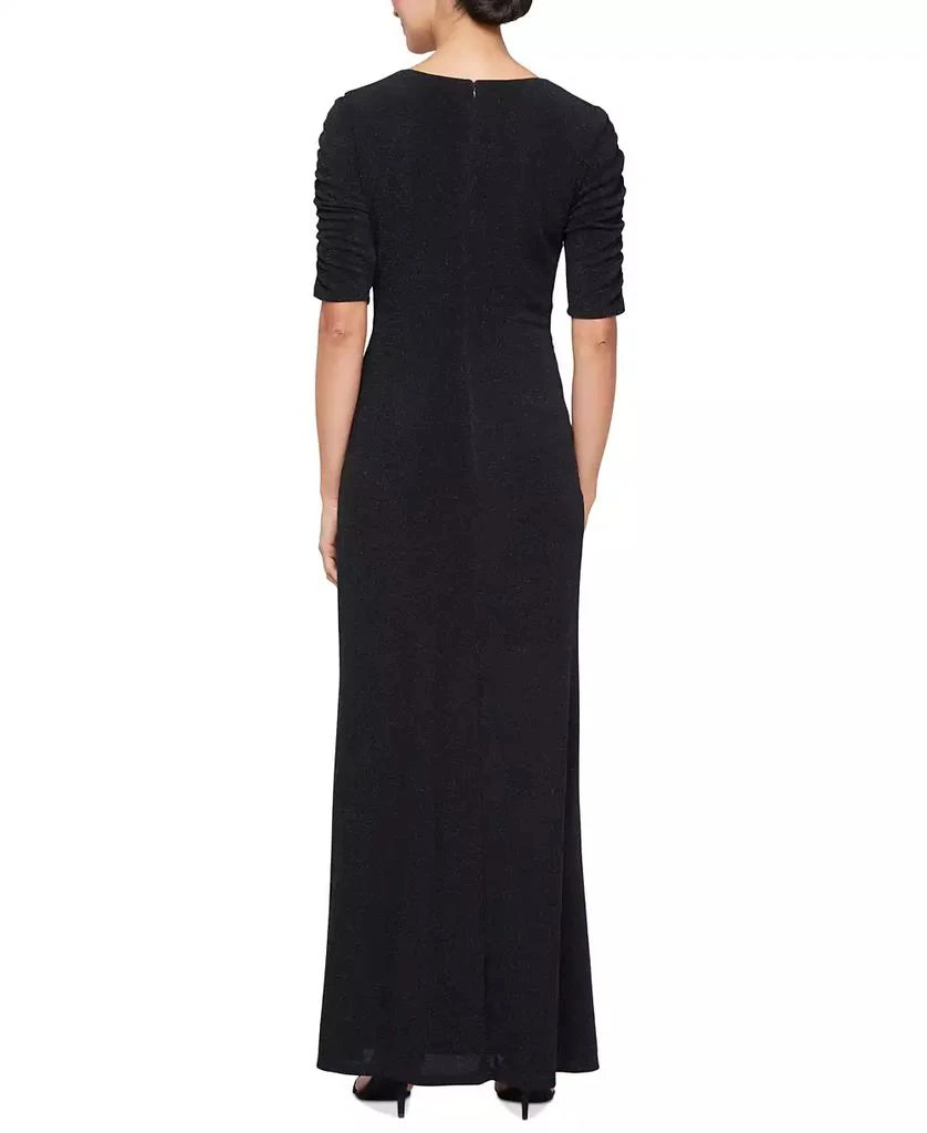 商品SL Fashions|Women's Sparkle Knit Ruched-Sleeve Gown,价格¥1073,第2张图片详细描述