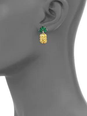 商品Eye Candy LA|Pineapple Cubic Zirconia Earrings,价格¥162,第4张图片详细描述