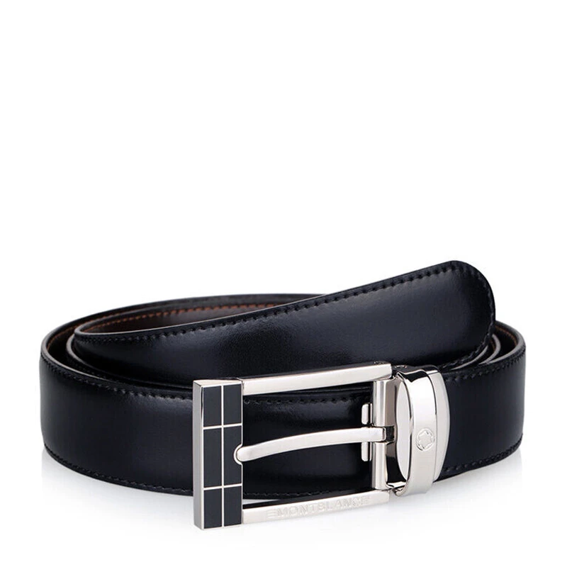 商品MontBlanc|Mont Blanc 万宝龙 男士牛皮镀钯抛光针扣皮革皮带 101899,价格¥1626,第1张图片