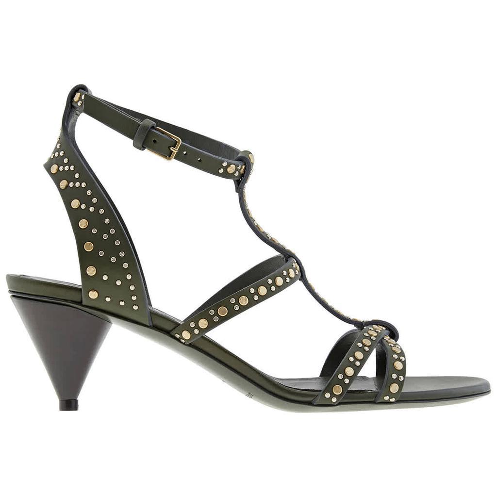 商品Burberry|Ladies Hansel Studded Cone Heel 55 Sandals,价格¥5133,第1张图片