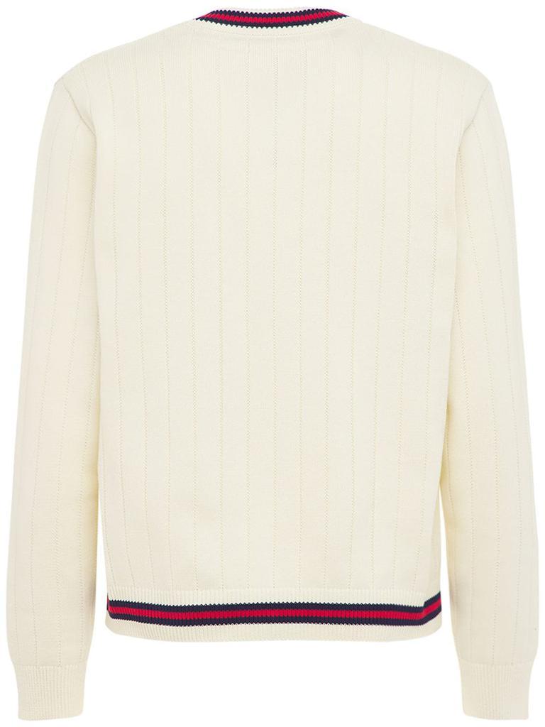 商品Gucci|Cotton Knit V-neck Sweater W/ Web,价格¥8493,第7张图片详细描述