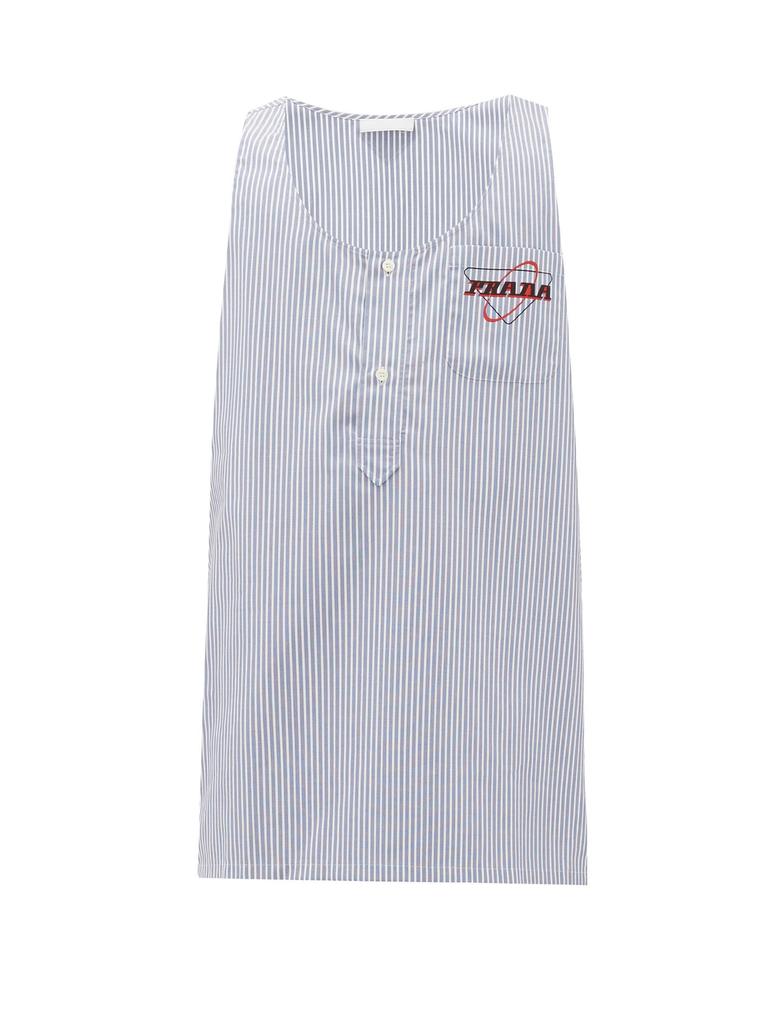 Striped logo-print cotton shirt商品第1张图片规格展示