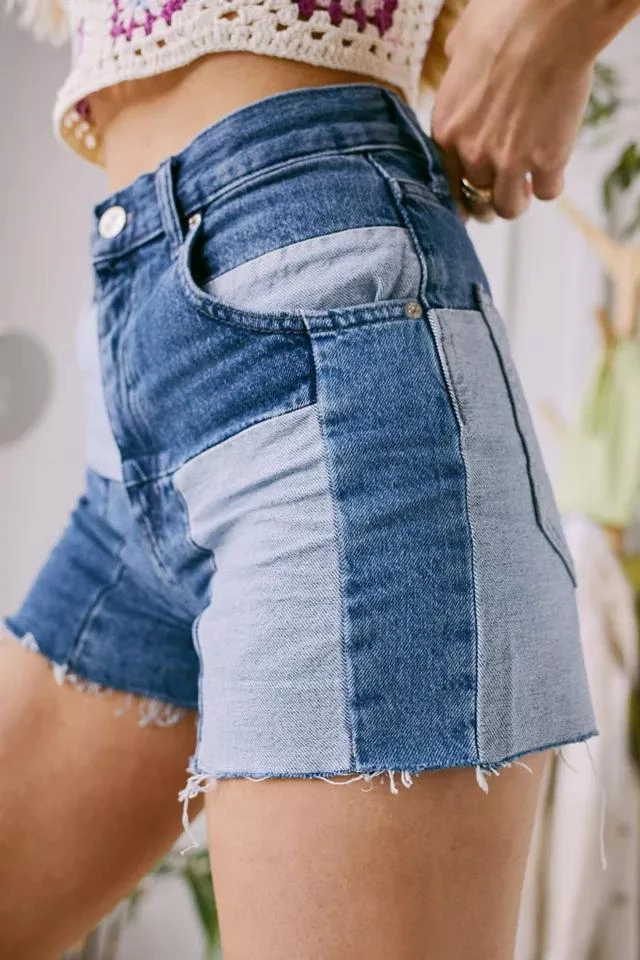 商品BDG|BDG Patchwork Raw-Cut Hem Short,价格¥403,第2张图片详细描述