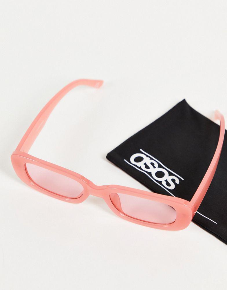 ASOS DESIGN mid square sunglasses in pink商品第4张图片规格展示