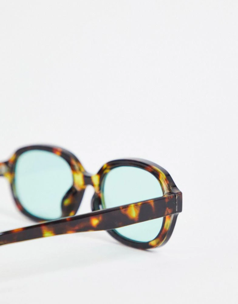 商品ASOS|ASOS DESIGN square sunglasses with blue lens in brown tortoiseshell,价格¥49,第2张图片详细描述