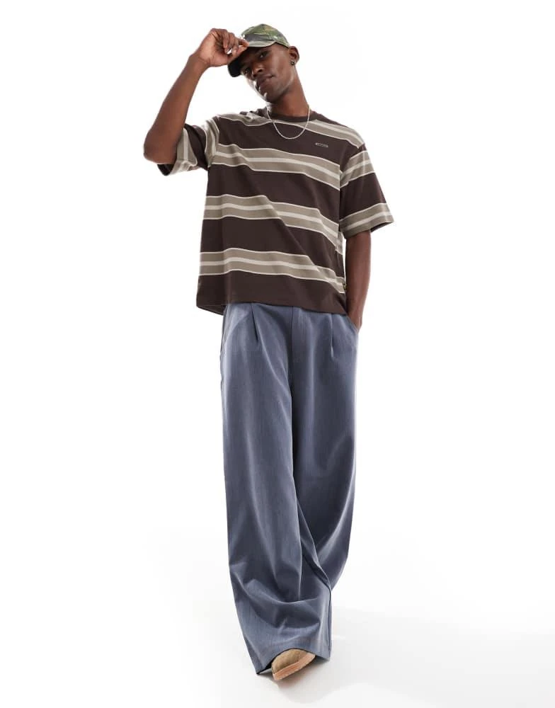 商品G-Star|G-Star boxy oversized t-shirt in brown and beige horizontal stripes,价格¥529,第2张图片详细描述