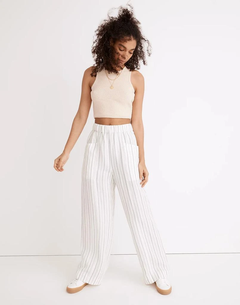 商品Madewell|Linen-Blend Pull-On High-Rise Wide-Leg Pants in Stripe,价格¥632,第1张图片