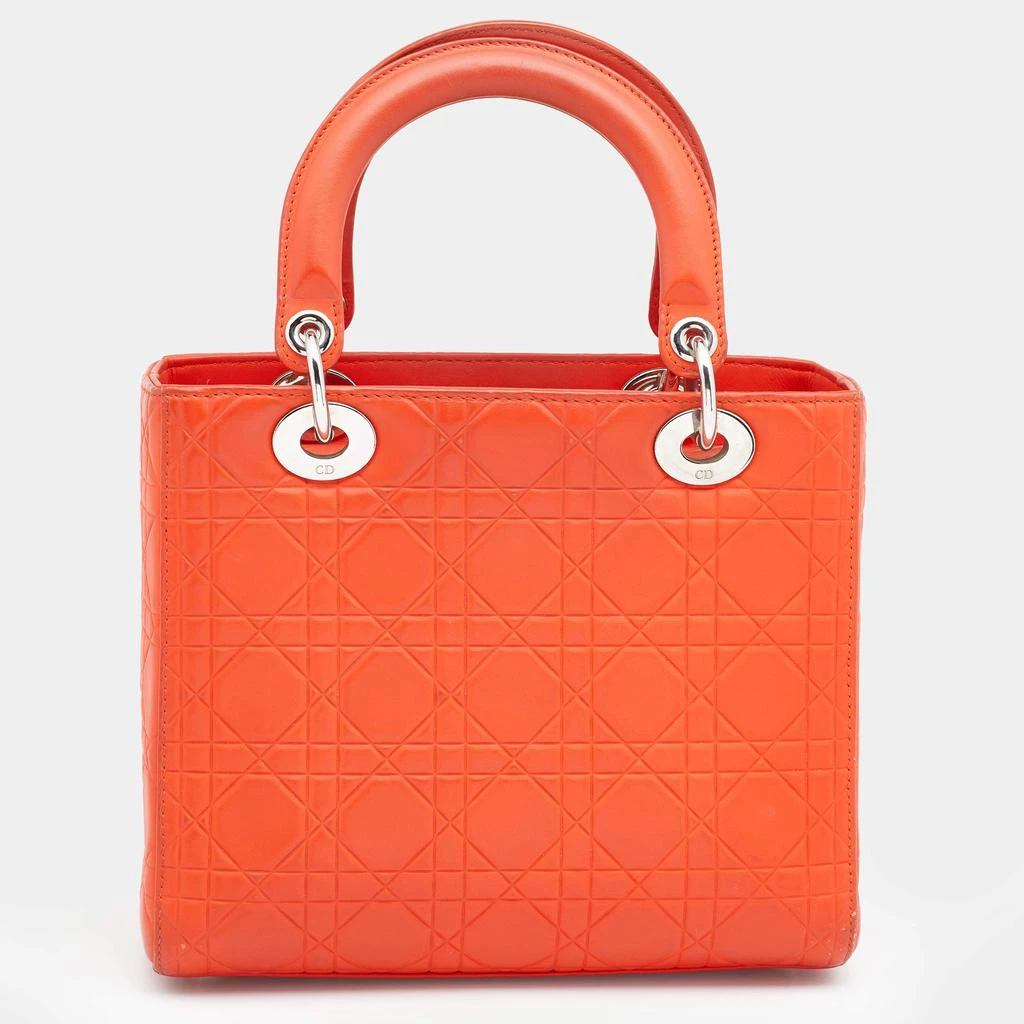 商品[二手商品] Dior|Dior Orange Cannage Embossed Leather Medium Lady Dior Tote,价格¥13634,第4张图片详细描述