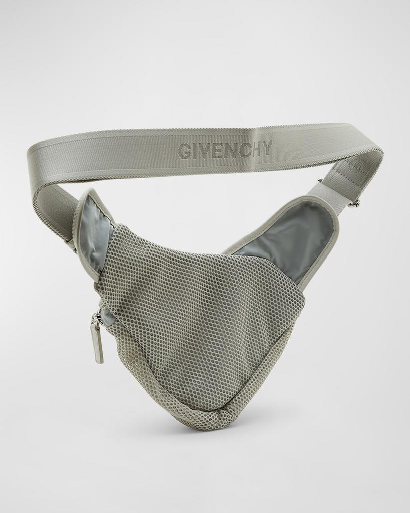 モダン ジバンシィ G-Zip Triangle ショルダーバッグ メッシュ Givenchy Men's G-Zip Small Mesh Triangle Belt Bag - Luggage