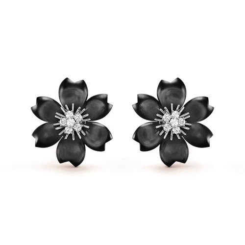 商品Van Cleef & Arpels| 预订款 Van Cleef & Arpels/梵克雅宝 Rose de Noël系列 18k金白金饰有灰色珍珠贝母镶嵌钻石小号圣诞玫瑰耳环 VCARA54600,价格¥239084,第1张图片