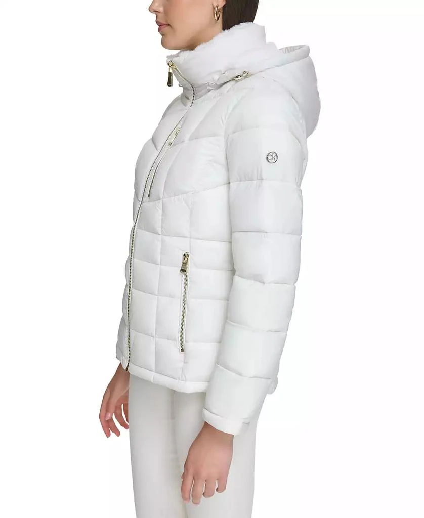 商品Calvin Klein|Women's Faux-Fur-Trim Hooded Puffer Coat, Created for Macy's,价格¥649,第3张图片详细描述