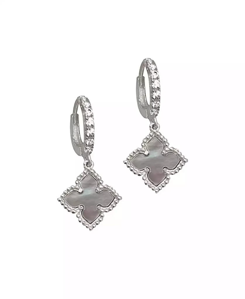 商品ADORNIA|Silver Plated Floral Dangle Hoop White Imitation Mother of Pearl Earrings,价格¥207,第1张图片