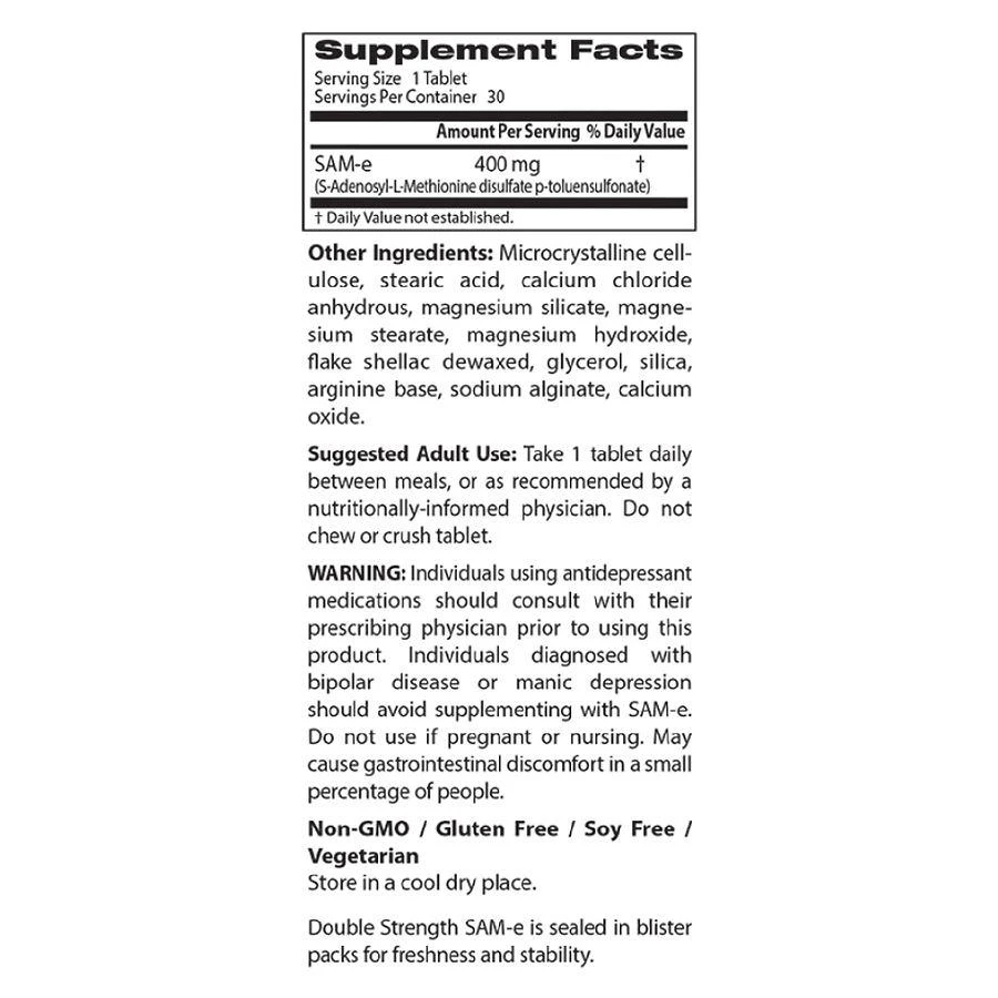 商品Doctor's Best|Double-Strength SAMe 400, Enteric Coated Tablets,价格¥82,第2张图片详细描述