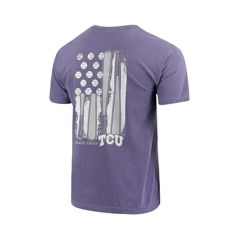 商品Image One|Men's Purple TCU Horned Frogs Baseball Flag Comfort Colors T-shirt,价格¥240,第3张图片详细描述