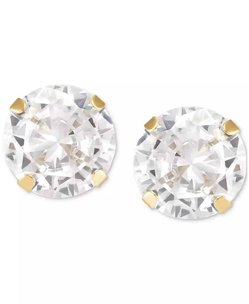 商品Macy's|Cubic Zirconia Round Stud Earrings in 14k Gold or 14k White Gold,价格¥608,第2张图片详细描述