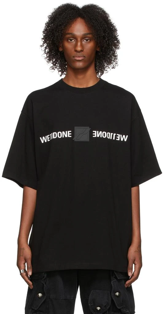 商品We11done|Black Patched Mirror Logo T-Shirt,价格¥1048,第1张图片