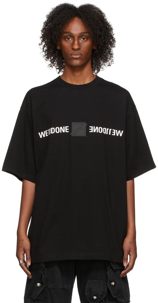 商品We11done|Black Patched Mirror Logo T-Shirt,价格¥2186,第1张图片