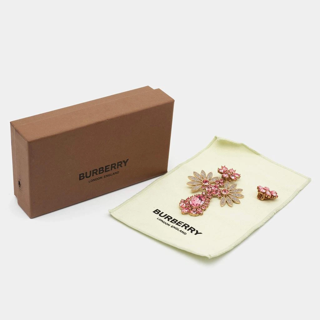 Burberry Pink Floral Crystal Asymmetric Clip-on Earrings 商品