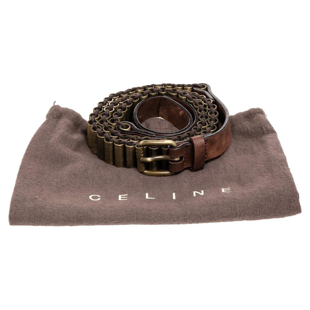 Celine Brown Metal And Leather Waist Belt 75 CM商品第7张图片规格展示