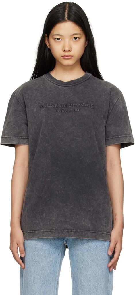 商品Alexander Wang|Black Embossed T-Shirt,价格¥1313,第1张图片