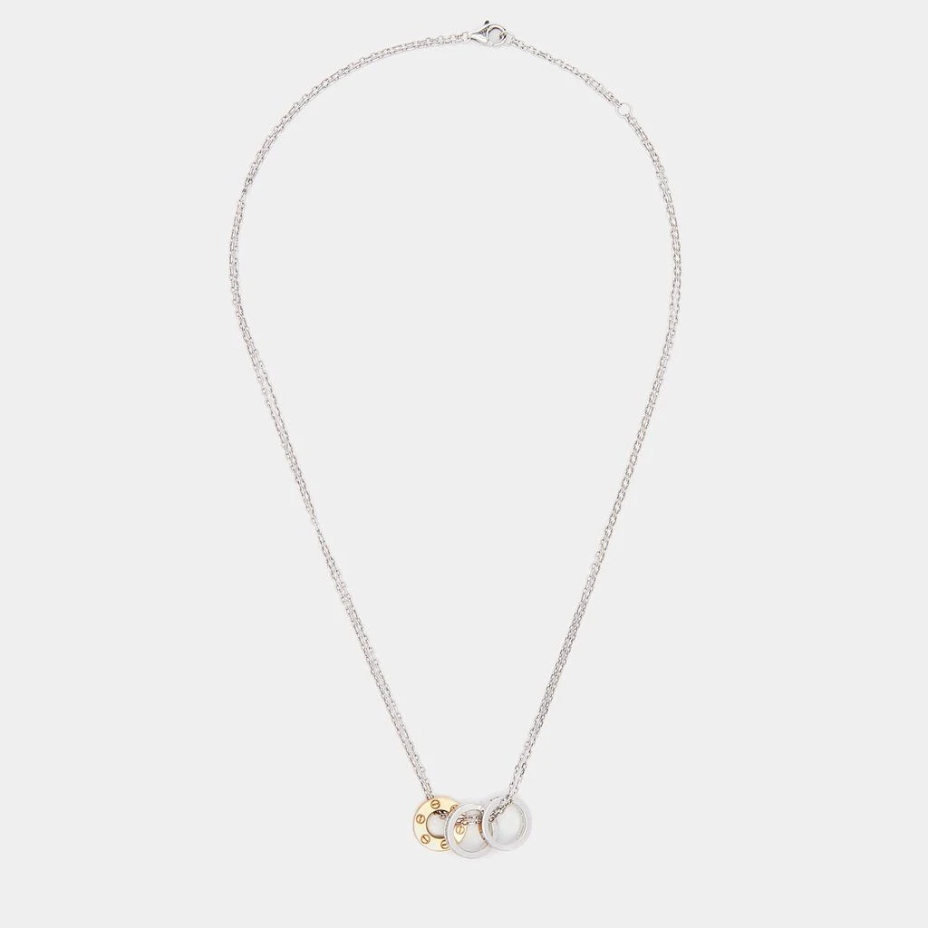 商品[二手商品] Cartier|Cartier Love Diamonds 18k Two Tone Gold 3 Loop Double Chain Necklace,价格¥19077,第2张图片详细描述