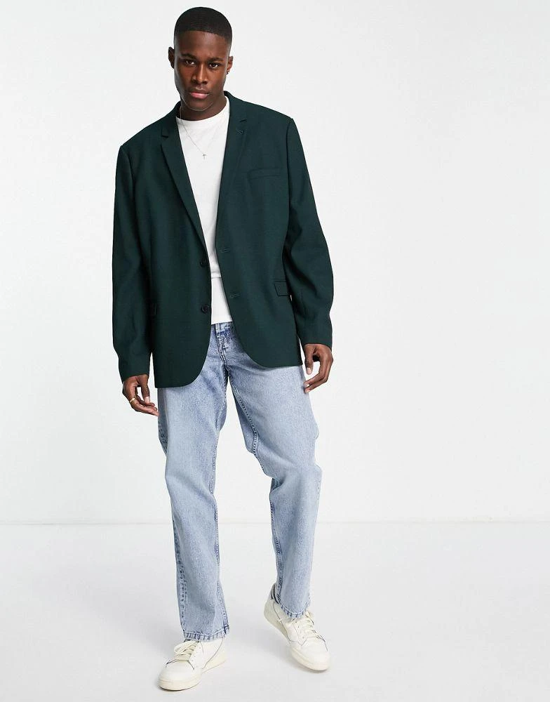 商品ASOS|ASOS DESIGN wedding super skinny suit jacket in forest green micro texture,价格¥452,第4张图片详细描述