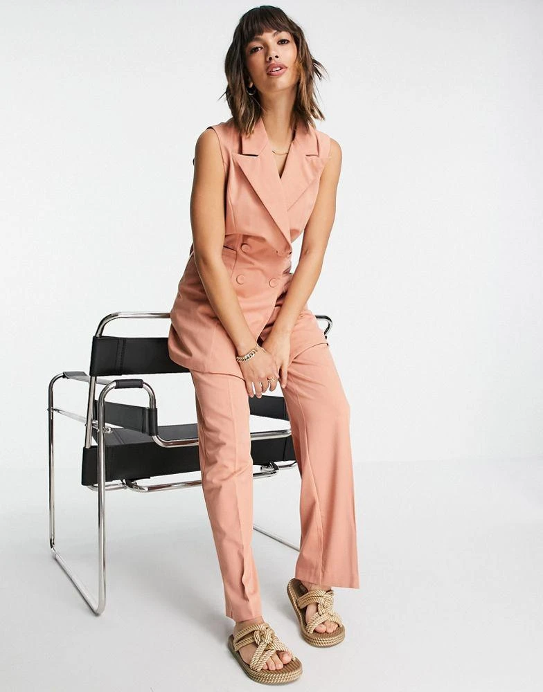 商品Y.A.S.|Y.A.S co-ord double breasted waistcoat in coral,价格¥258,第4张图片详细描述