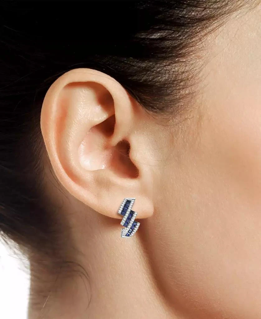 商品Macy's|Lab-Grown Sapphire (5/8 ct. t.w.) & Lab-Grown White Sapphire (1/2 ct. t.w.) Swirl Stud Earrings in Sterling Silver,价格¥2258,第2张图片详细描述