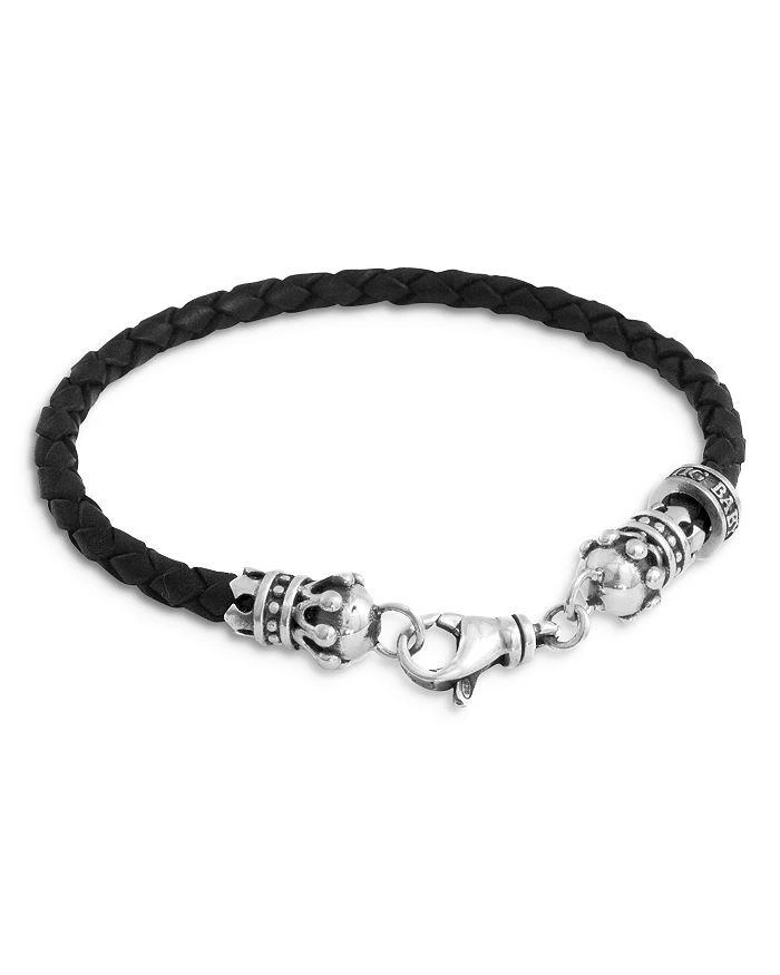 商品King Baby|Small Leather Braided Sterling Silver Crown Bracelet,价格¥1589,第1张图片详细描述