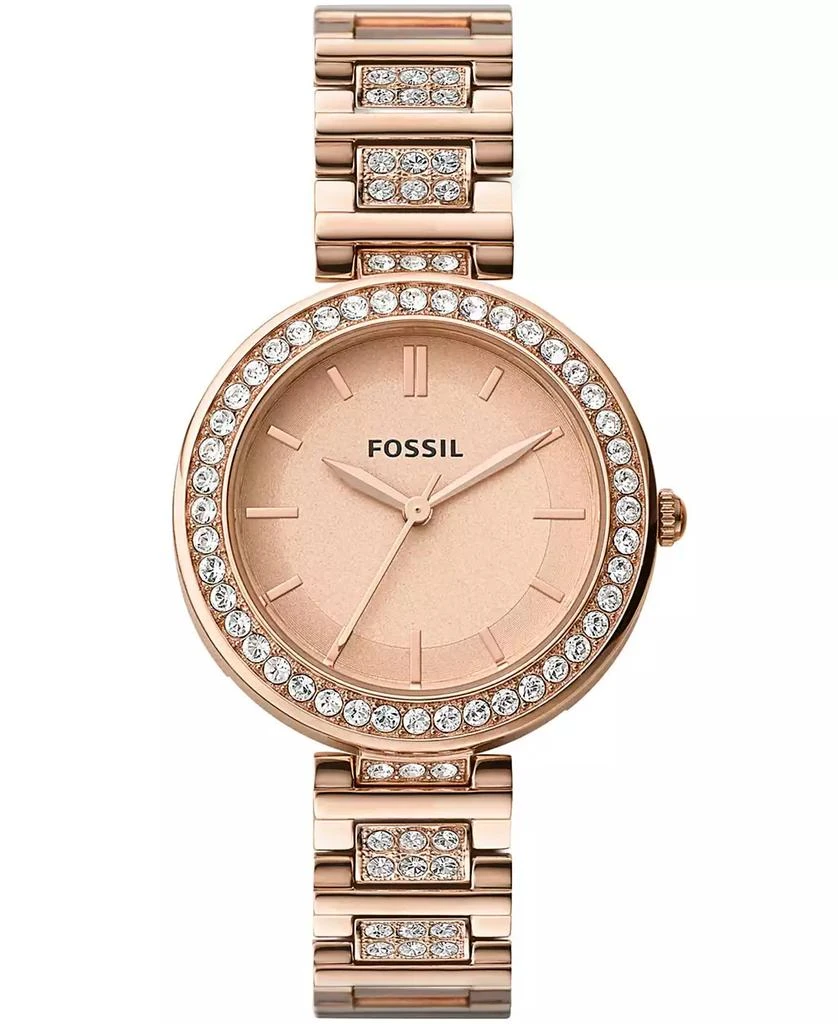 商品Fossil|Women's Karli Three Hand Rose Gold Stainless Steel Watch 34mm,价格¥562,第1张图片