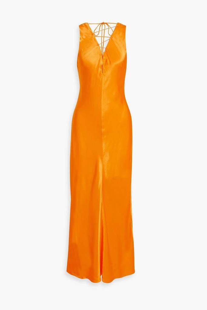 商品FRAME|Lace-up satin-jacquard maxi dress,价格¥1488,第1张图片