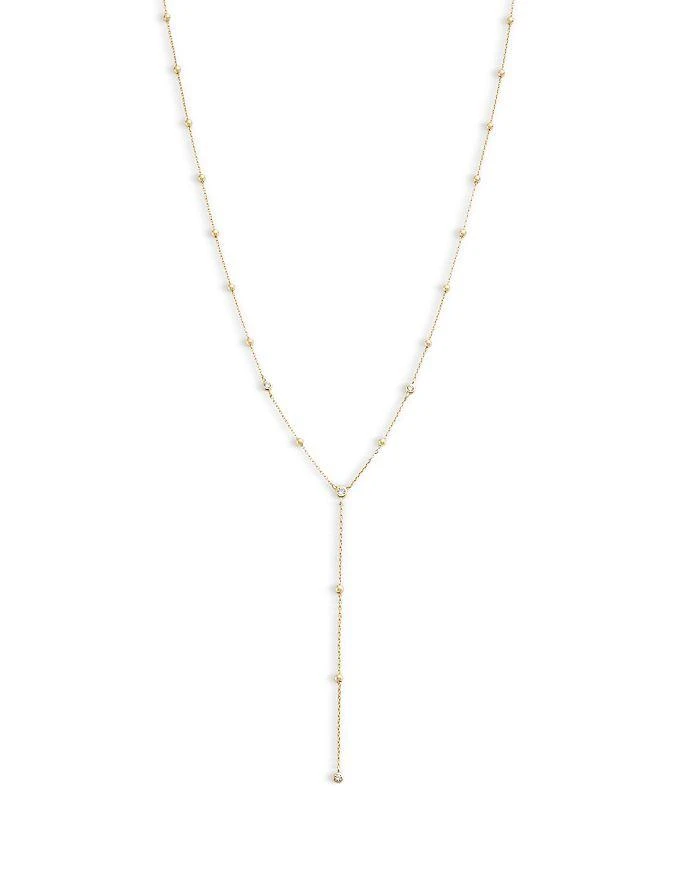 商品Argento Vivo|Cubic Zirconia & Bead Station Lariat Necklace in 18K Gold Plated Sterling Silver, 16"-18"  ,价格¥590,第1张图片