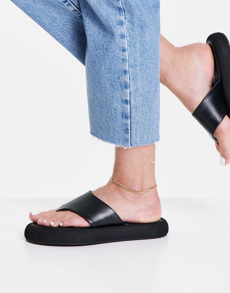 Topshop Pia leather toe post sandal in black商品第4张图片规格展示